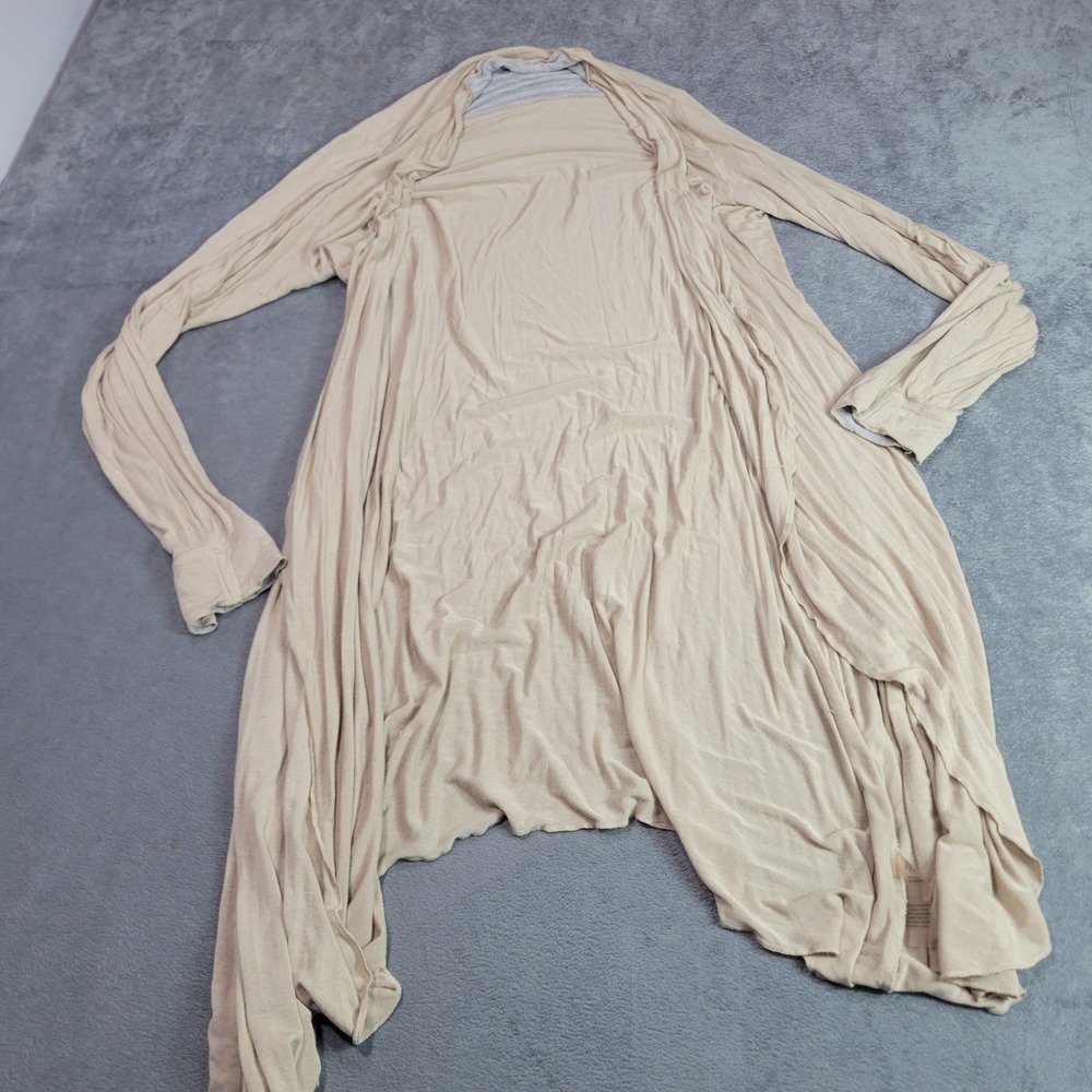 Soft Surroundings Cardigan Women XL Beige Duster Open Front Jersey Knit Longline